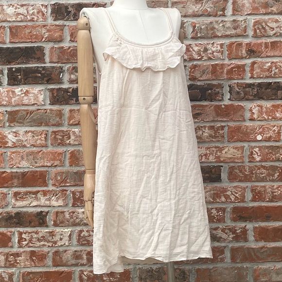 J. Crew 100% cotton beige sleeveless dress w/ruffles / S / Excellent condition - Picture 3 of 12